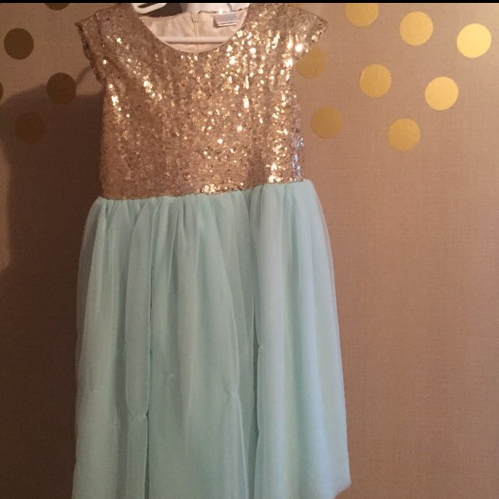 Mint and gold dress